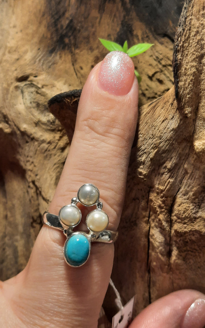 TURQUOISE PEARL RING SIZE 9.5(S) GS9021