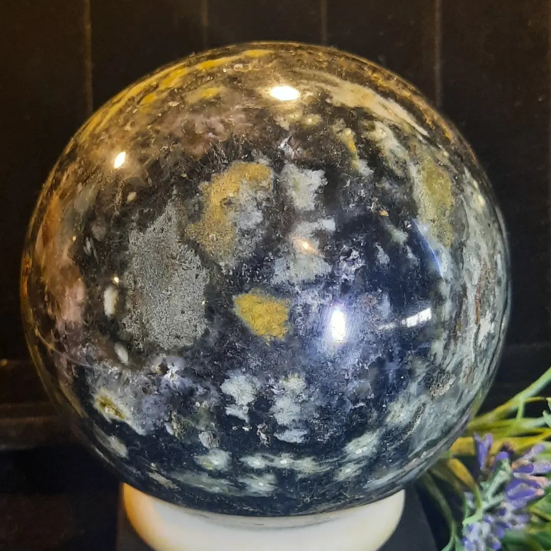 Ocean Jasper Sphere 852 grams. STZ715