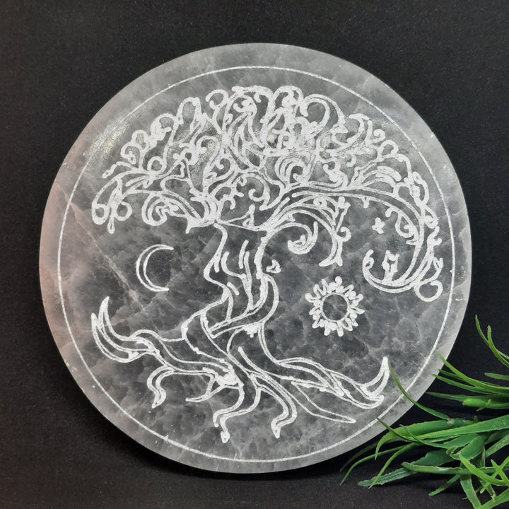 Selenite Charge Plate - Tree of Life 12cm